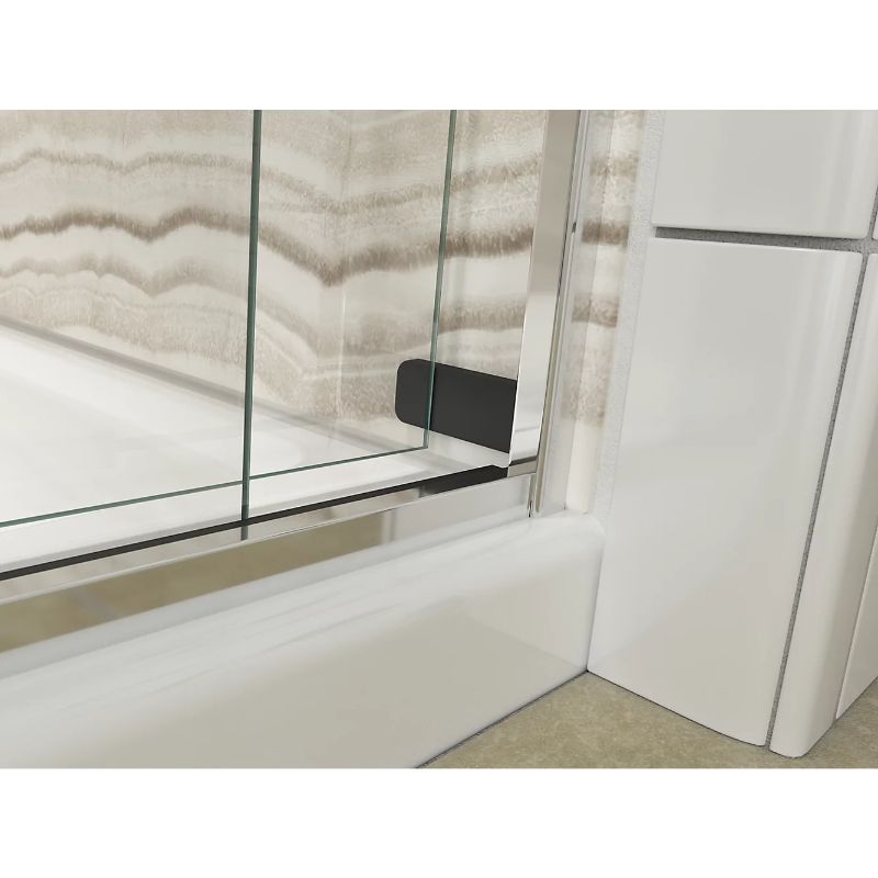 Levity Tempered Glass Sliding Shower Door in Bright Silver (74' x 56.63')