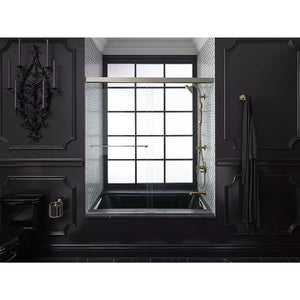 Revel Tempered Glass Sliding Shower Door in Anodized Brushed Nickel (62' x 56.63')