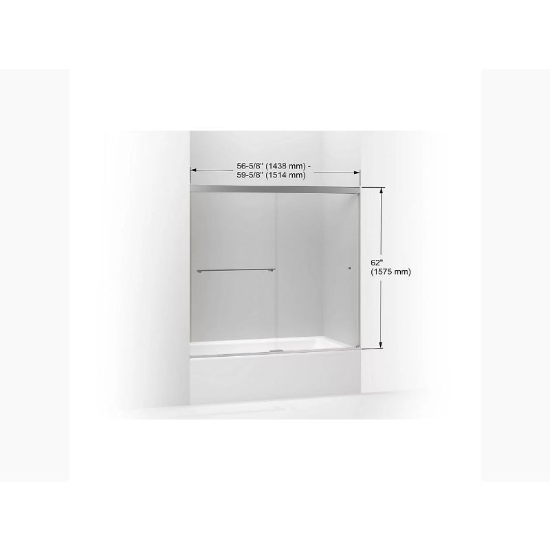 Revel Tempered Glass Sliding Shower Door in Anodized Brushed Nickel (62' x 56.63')