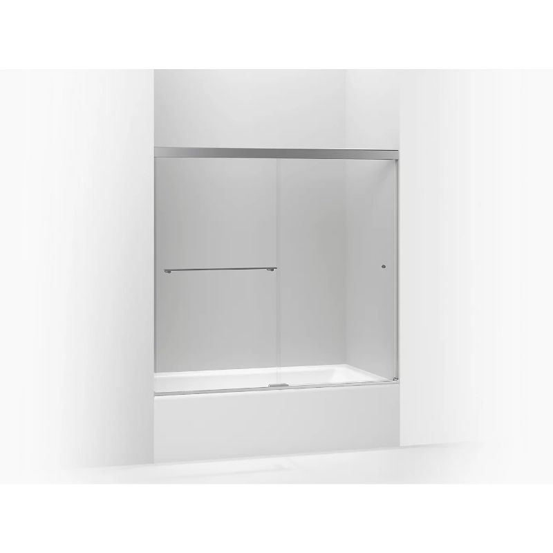 Revel Tempered Glass Sliding Shower Door in Bright Polished Silver (62' x 56.63')