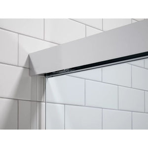 Revel Tempered Glass Sliding Shower Door in Bright Polished Silver (62' x 56.63')