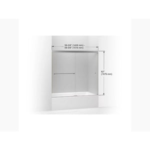 Revel Tempered Glass Sliding Shower Door in Bright Polished Silver (62' x 56.63')