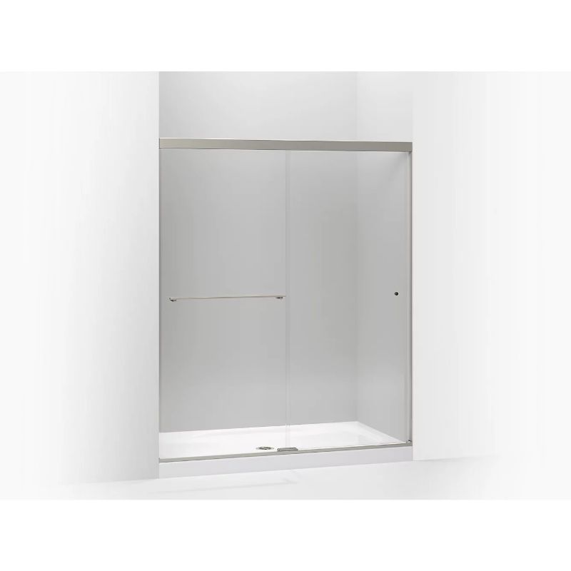 Revel Tempered Glass Sliding Shower Door in Anodized Brushed Nickel (76' x 56.63')