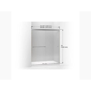 Revel Tempered Glass Sliding Shower Door in Anodized Brushed Nickel (76' x 56.63')