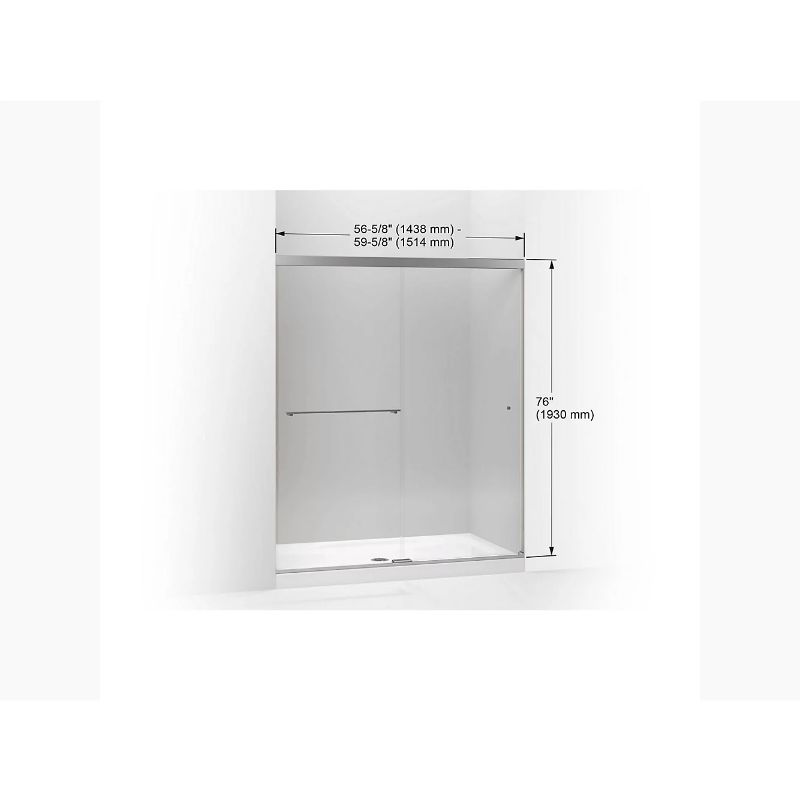 Revel Tempered Glass Sliding Shower Door in Bright Polished Silver (76' x 56.63')