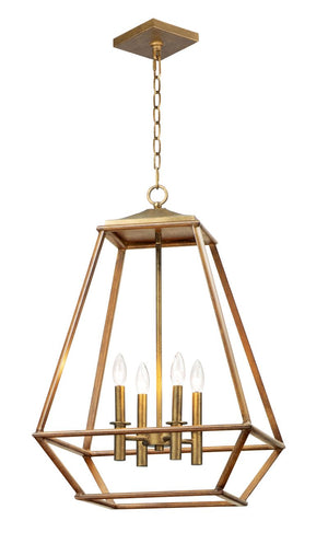 Woodland 18.75' 4 Light Entry Foyer Pendant in Burnished Gold Hazel