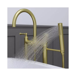 Tisbury Two-Handle Freestanding Roman Bathtub Faucet in Brushed Gold