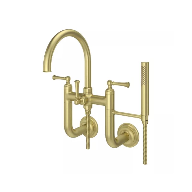 Tisbury Two-Handle Wall Mount Roman Bathtub Faucet in Brushed Gold