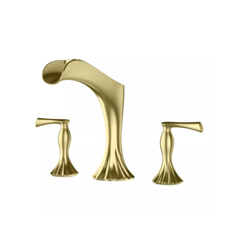 Rhen Two-Handle Roman Bathtub Faucet in Brushed Gold