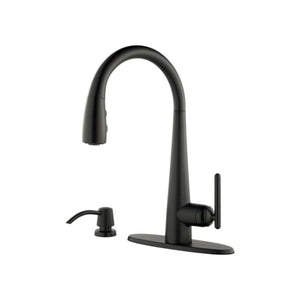 Lita Single-Handle Pull-Down Kitchen Faucet with Soap Dispenser in Matte Black