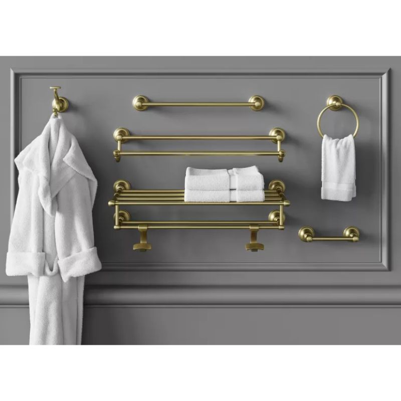 Tisbury 26.47' Round Double Towel Bar in Brushed Gold