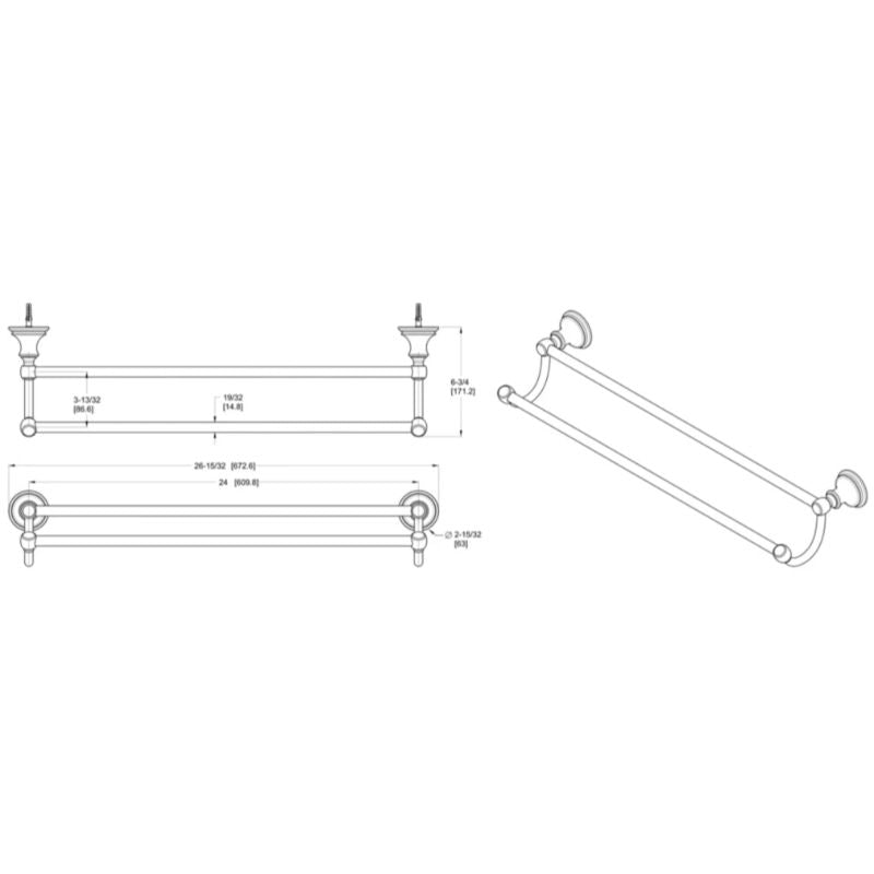 Tisbury 26.47' Round Double Towel Bar in Polished Chrome