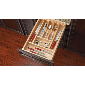 4WCT Series Natural Maple Wood-Insert Cutlery Tray (14.63' x 22' x 2.88')