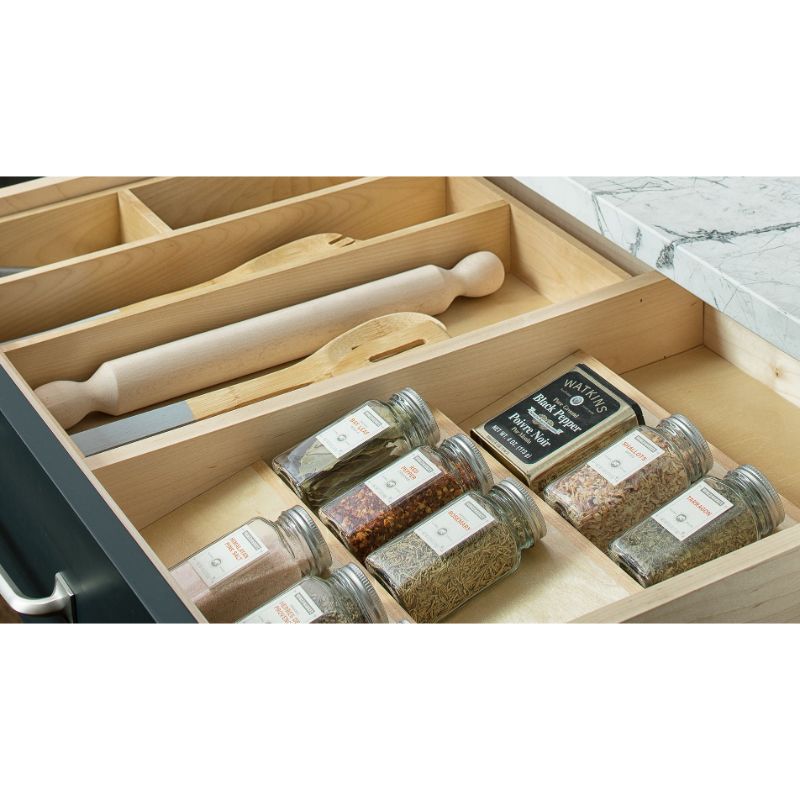 4WD Series Natural Maple Wood-Insert Cutlery Tray (0.5' x 22' x 2.38')