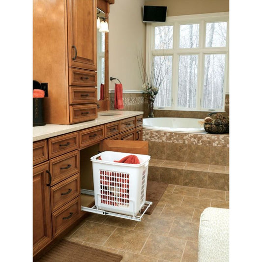 HPRV Series White Pull-Out Hamper (14.25" x 20" x 19.38")