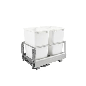 5149 Series White Bottom-Mount Double Waste Container Pull-Out Organizer (14.19' x 22' x 19.5')