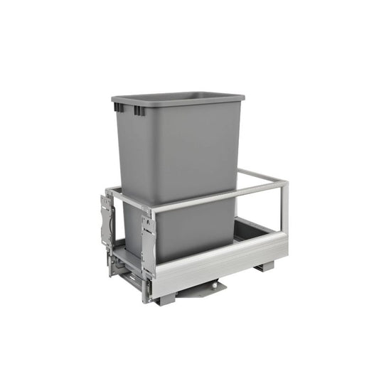 5149 Series Metallic Silver Bottom-Mount Single Waste Container Pull-Out Organizer (12.13" x 22" x 23.5")