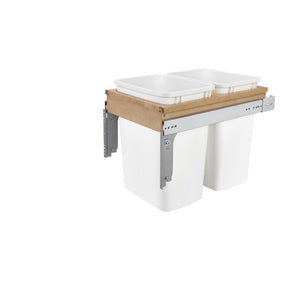4WCTM Series White Top-Mount Double Waste Container Pull-Out Organizer (15' x 22.75' x 17.88')