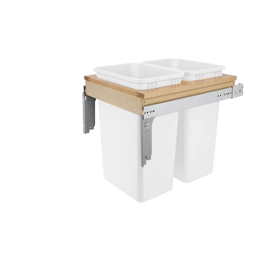 4WCTM Series White Top-Mount Double Waste Container Pull-Out Organizer (18" x 23.25" x 21.75")