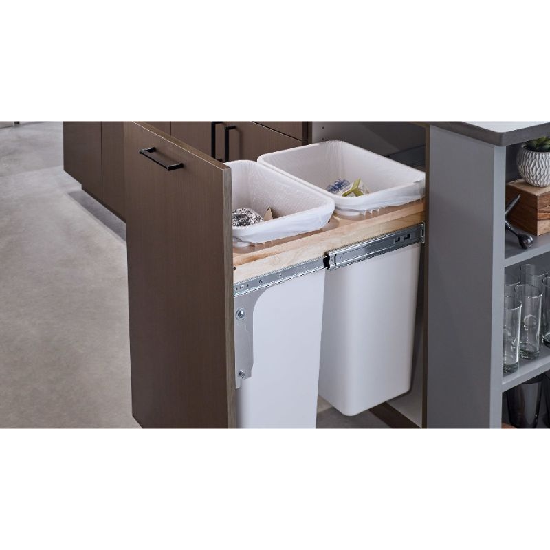 4WCTM Series White Top-Mount Double Waste Container Pull-Out Organizer (18' x 22.75' x 17.88')