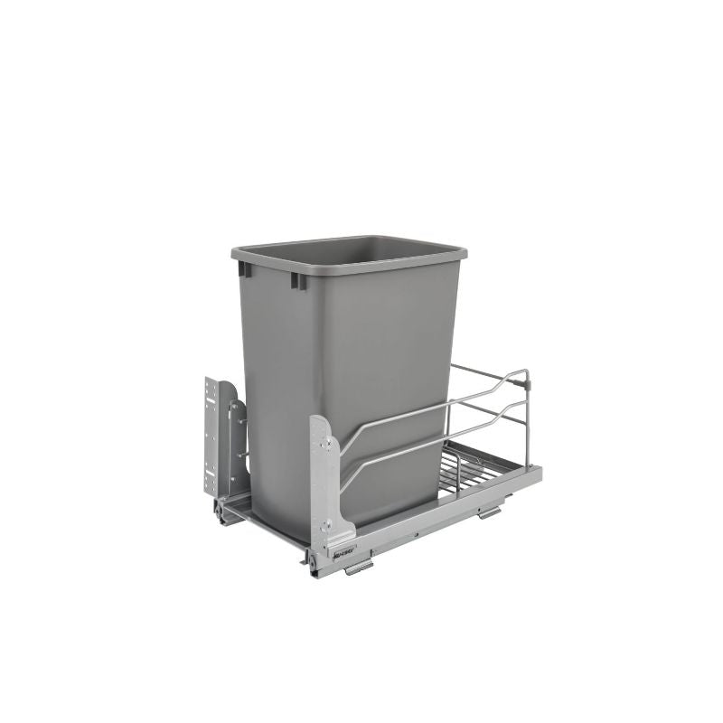 53WC Series Metallic Silver Undermount Single Waste Container Pull-Out Organizer (10.88' x 22.25' x 19')