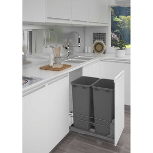 53WC Series Metallic Silver Undermount Single Waste Container Pull-Out Organizer (10.88' x 22.25' x 23')
