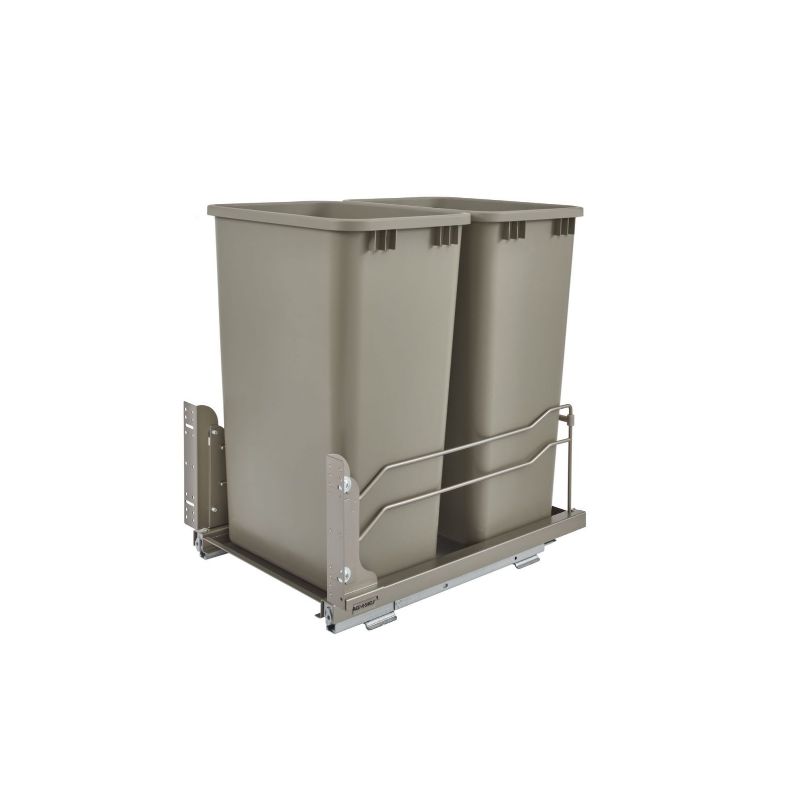53WC Series Champagne Undermount Double Waste Container Pull-Out Organizer (14.75' x 22.25' x 23')
