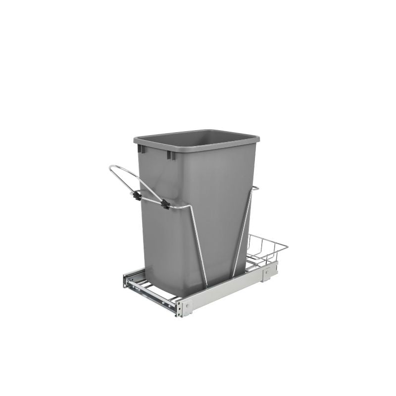 RV Series Metallic Silver Bottom-Mount Single Waste Container Pull-Out Organizer (10.63' x 22' x 19.25')