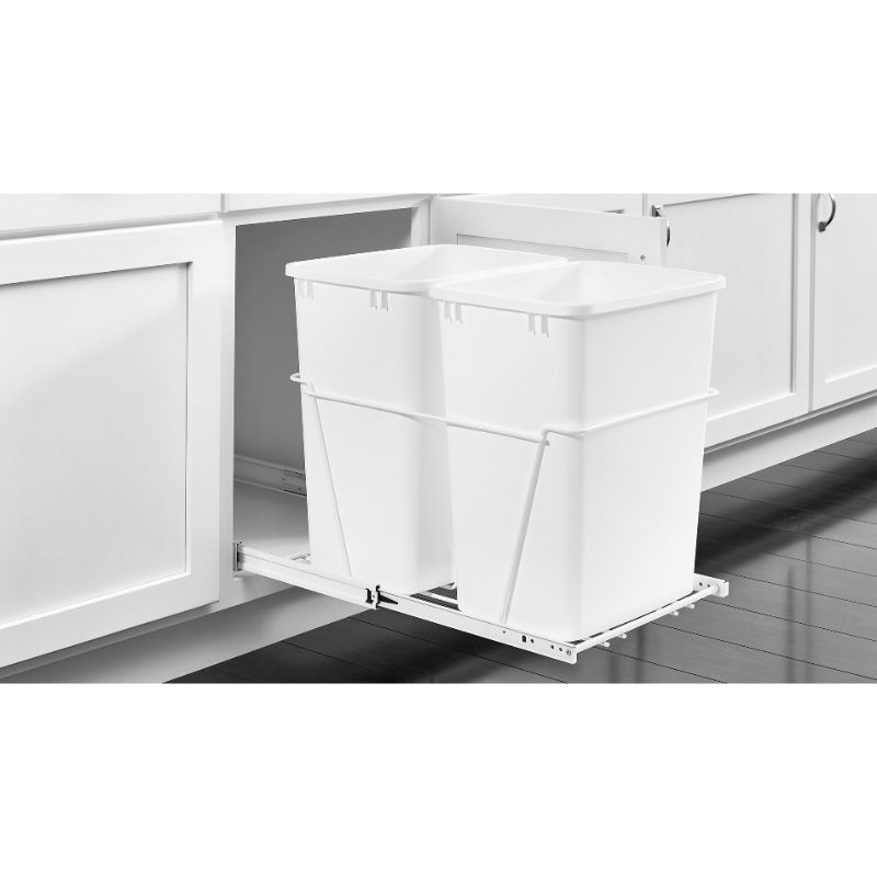 RV Series Metallic Silver Bottom-Mount Single Waste Container Pull-Out Organizer (10.63' x 22' x 19.25')