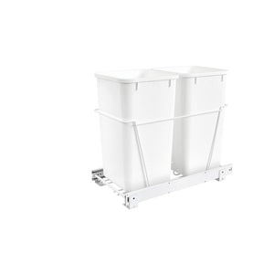 RV Series White Bottom-Mount Double Waste Container Pull-Out Organizer (11.81' x 22.25' x 19.13')