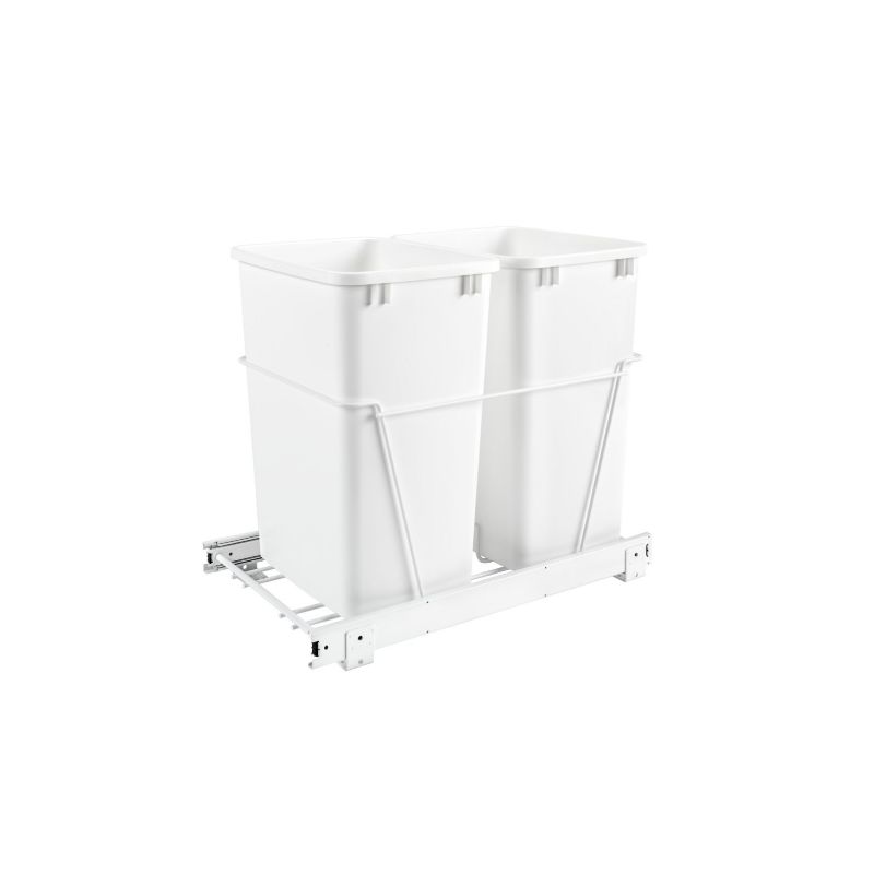 RV Series White Bottom-Mount Double Waste Container Pull-Out Organizer (14.38' x 22' x 19.25')