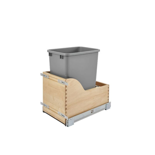 4WCSC Series Metallic Silver Bottom-Mount Single Waste Container Pull-Out Organizer (12" x 18.63" x 19.5")