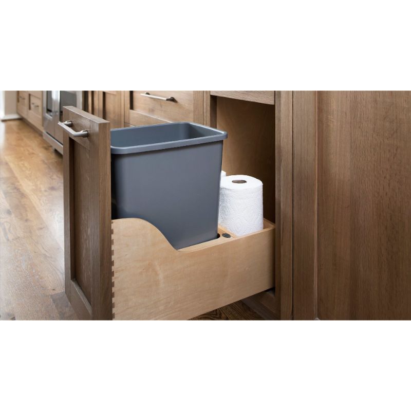 4WCSC Series Metallic Silver Bottom-Mount Single Waste Container Pull-Out Organizer (12' x 21.75' x 23.38')
