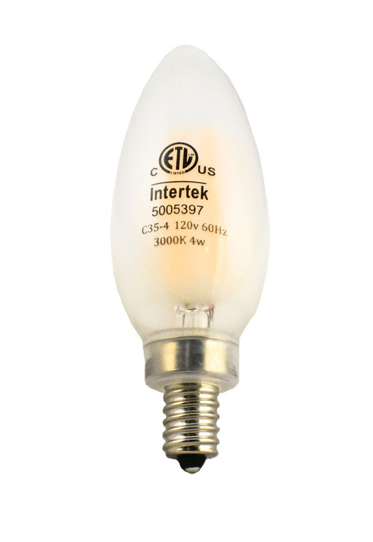 4 W Candelabra LED Filament Light Bulb with Frosted Finish