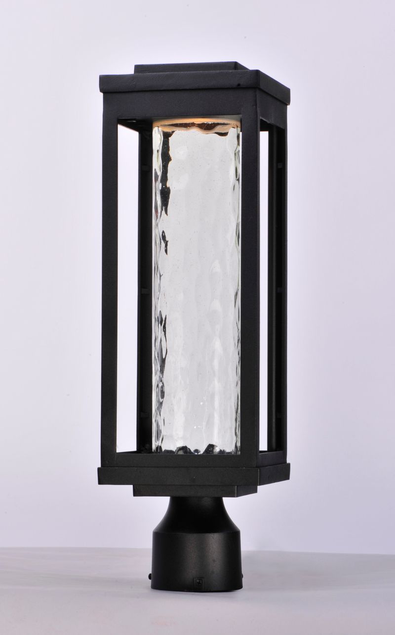 Salon 19.5' Black Deck Post Light with Water Glass Finish
