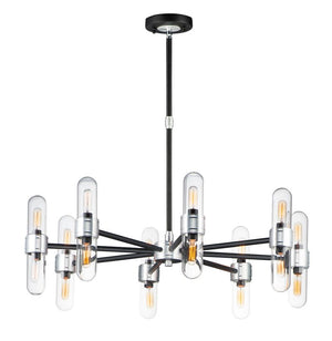 Dual 11.75' 16 Light Chandelier in Black and Brushed Aluminum