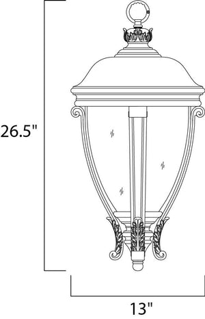Camden VX 26.5' 3 light Outdoor Hanging Lantern in Black