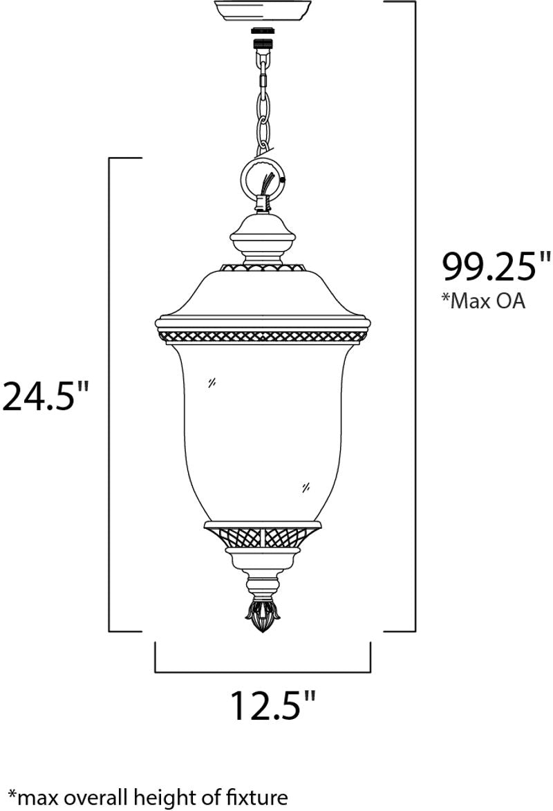 Carriage House VX 24.5' 3 light Outdoor Hanging Lantern in Oriental Bronze