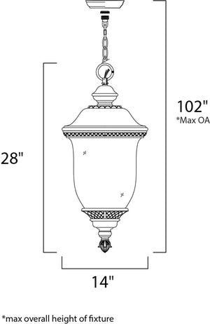 Carriage House VX 28' 3 light Outdoor Hanging Lantern in Oriental Bronze