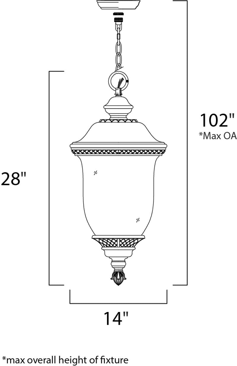Carriage House VX 28' 3 light Outdoor Hanging Lantern in Oriental Bronze