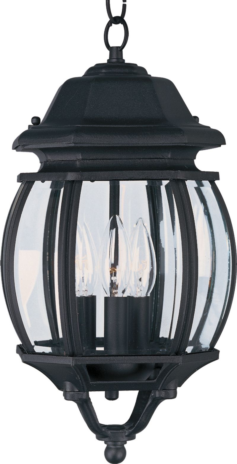 Crown Hill 19.5' 3 light Outdoor Hanging Lantern in Black