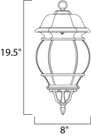 Crown Hill 19.5' 3 light Outdoor Hanging Lantern in Black
