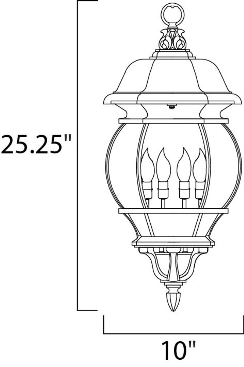Crown Hill 25.25' 4 light Outdoor Hanging Lantern in Black