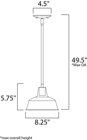 Pier M 5.75' Single Light Outdoor Pendant Single Pendant in Weathered Zinc