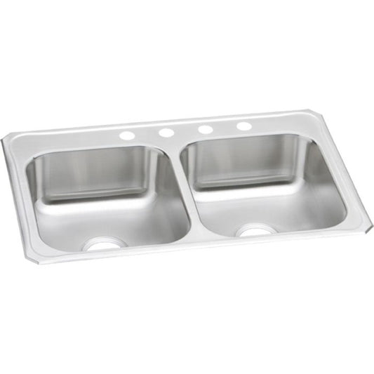 Celebrity 22" x 33" x 7" Stainless Steel Double-Basin Drop-In Kitchen Sink