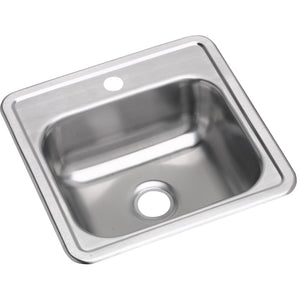 Dayton 15' x 15' x 5.19' Stainless Steel Single-Basin 2' Drain Drop-In Bar Sink - 1 Faucet Hole
