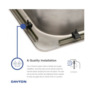 Dayton 15' x 15' x 5.19' Stainless Steel Single-Basin 2' Drain Drop-In Bar Sink - 2 Faucet Holes