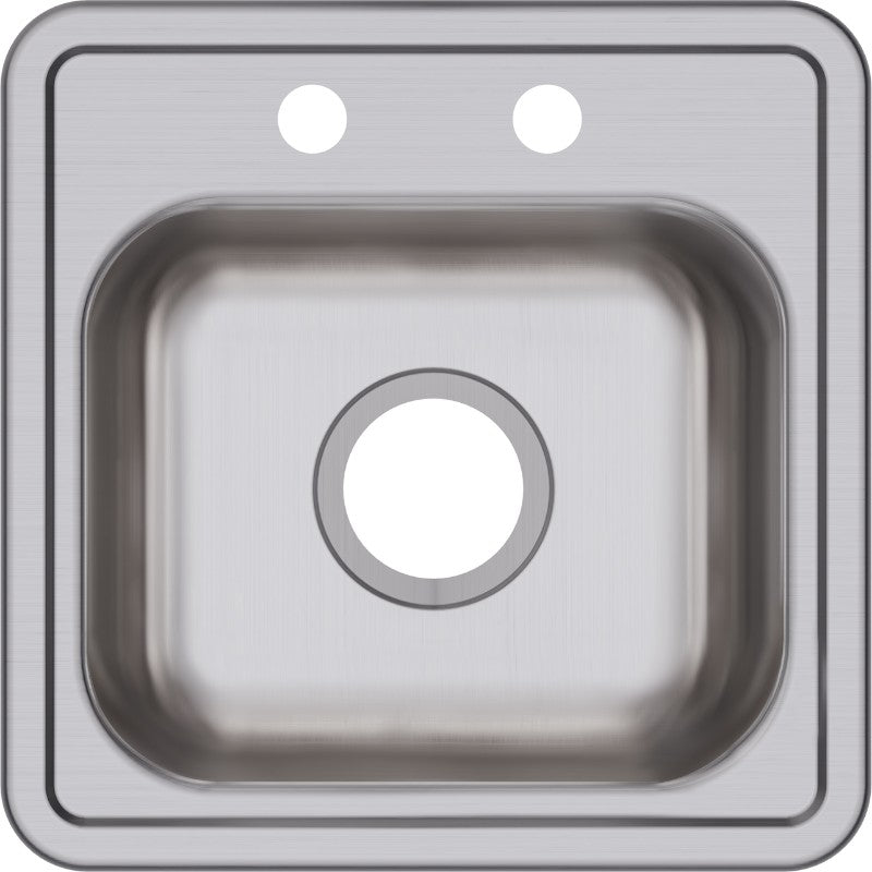 Dayton 15' x 15' x 5.19' Stainless Steel Single-Basin Drop-In Bar Sink - 2 Faucet Holes