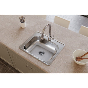 Dayton 21.25' x 25' x 6.56' Stainless Steel Single-Basin Drop-In Kitchen Sink - 3 Faucet Holes