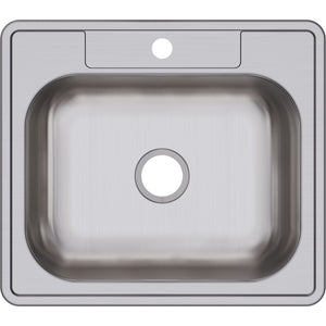 Dayton 22' x 25' x 6.56' Stainless Steel Single-Basin Drop-In Kitchen Sink - 1 Faucet Hole